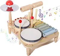 Wooden Xylophone Drum Set For Toddlers,Montessori Baby Musical Instruments Toys, Drum Set Percussion Instruments Musical Toys 1