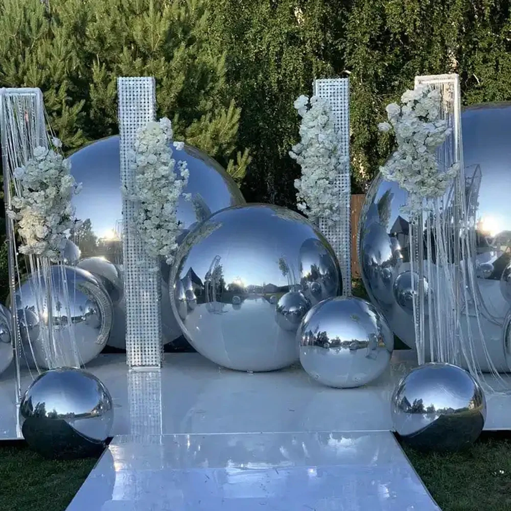 Hot Sales Giant Chrome Plated Inflatable Mirror Ball Reflective Mirror Sphere Disco Balloon For Christmas Party Decoration 4