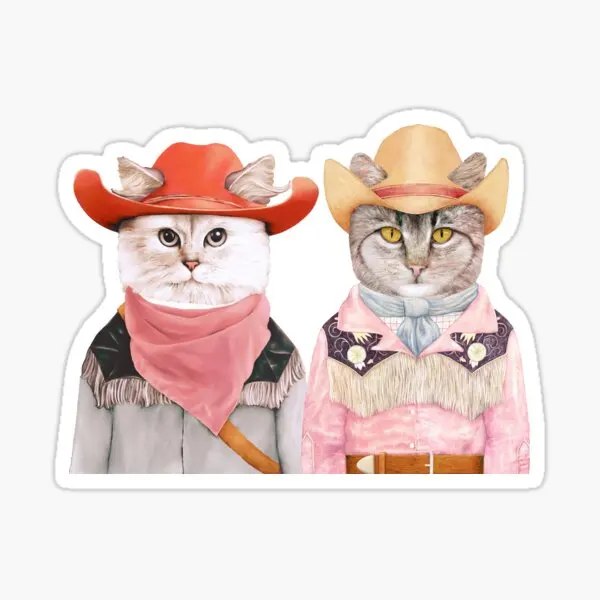 

Cowboy Cats 5PCS Stickers for Room Background Cartoon Decorations Stickers Art Home Decor Water Bottles Anime Kid Living Room