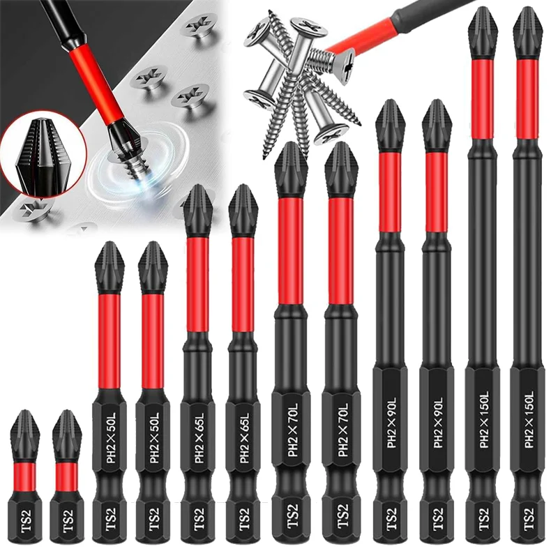 Anti-Slip Magnetic Screwdriver Bit Set – S2 Alloy Steel Impact Resistant Bits for Electric Drills (3/6/12PCS) 1