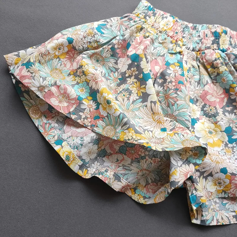 Sweet Girls Flower Culottes Summer Baby Girl Fashionable Children's Floral Wide-Leg Hot Pants Kids Girls Mini Shorts kids shorts
