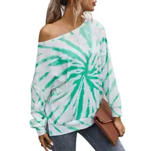 

Women's Tie Dye Print Long Sleeve Pullover Scoop Neck Casual Femme T-shirt Loose Tunic Ladies Fashion Tops Camisas Mujer Tees