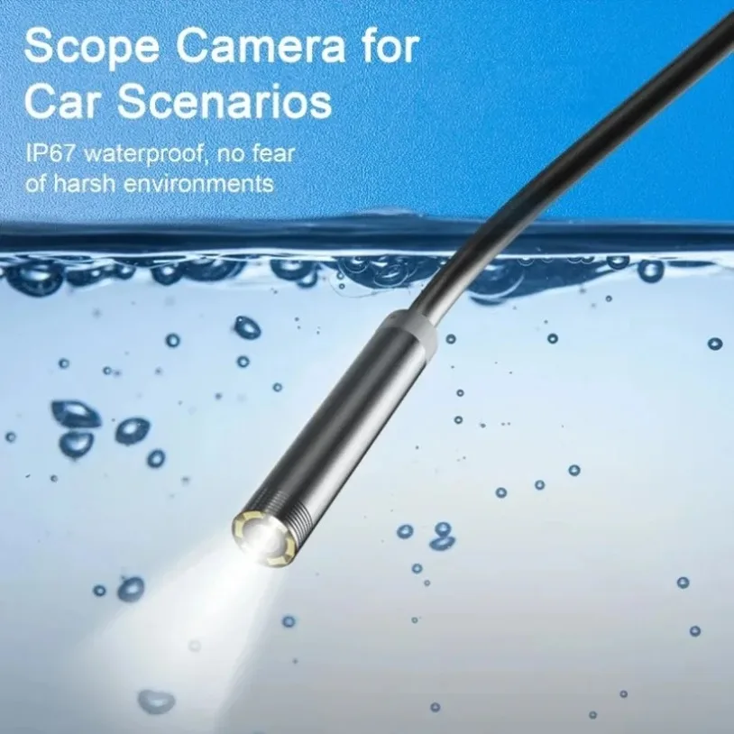 VIKEFON 7mm Endoscope Scope Camera 1m 1.5m 2m for Car Scenarios Endoscope Camera with 6 Led Lights Ideal for Car Engines