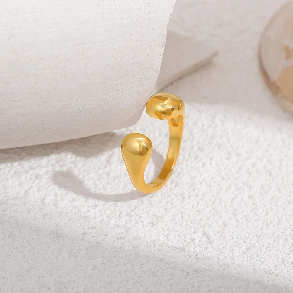 Personality Opening Rings Hypoallergenic Waterproof Small Droplet Dripping Finger Ring for Women Stylish Bijoux Dropshipping