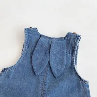 Salopette en jean pour bébé, automne et hiver, avec oreilles de lapin, pantalons longs mignons et pantalons une pièce 5