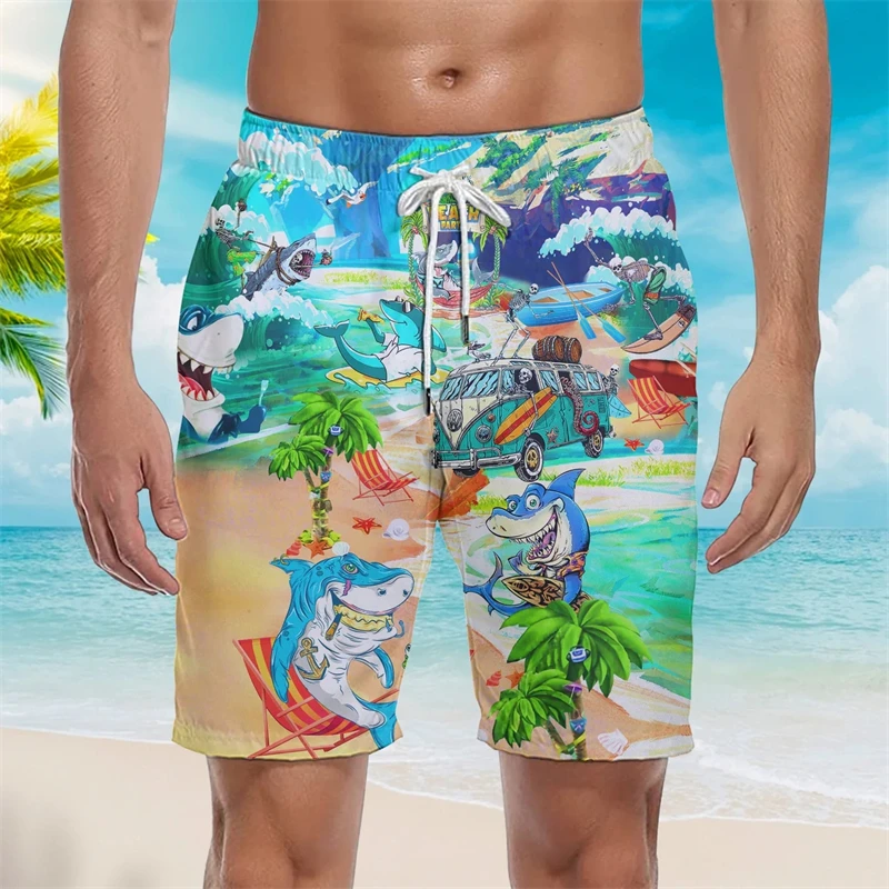

3D Printed Men's Beach Shorts Animal Cute Shark Whale Underwater Sea Kids Harajuku Sport Running Casual Clothing Cargo Shorts