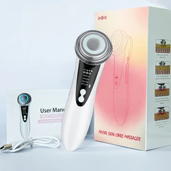 Advanced EMS Facial Massager with LED Light Therapy and Sonic Vibration for Skin Tightening and Anti - Wrinkle Care (White)