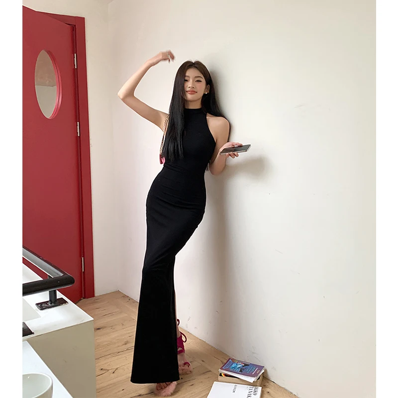 MEXZT Elegant Black Long Dress Women Sexy Slit Robe Party Prom Sleeveless  Maxi Dresses Ladies Korean Bodycon One Pieces Vestidos - AliExpress  200000345