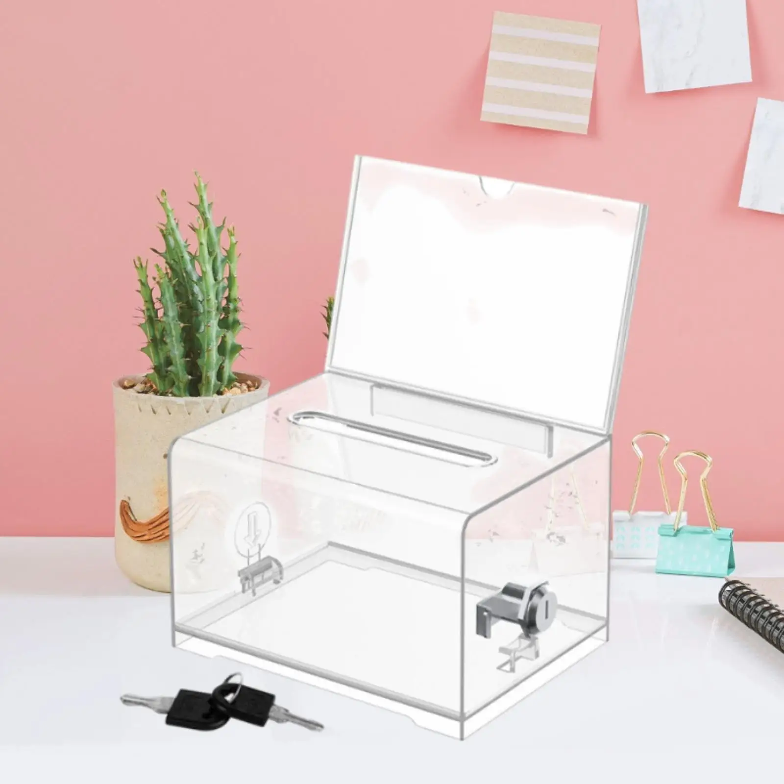 Business Card Collection Box Multipurpose Storage Container Portable Suggestion Box With Lock for Business Reception Charity