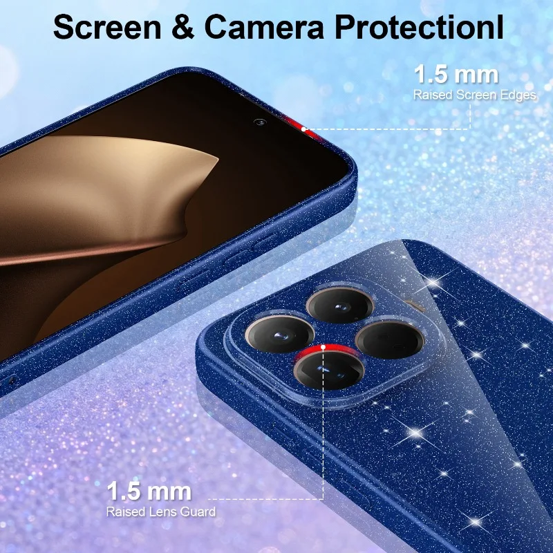 Glossy Glitter Liquid Silicone Shockproof Case with Lanyard and Built-in Magnetic