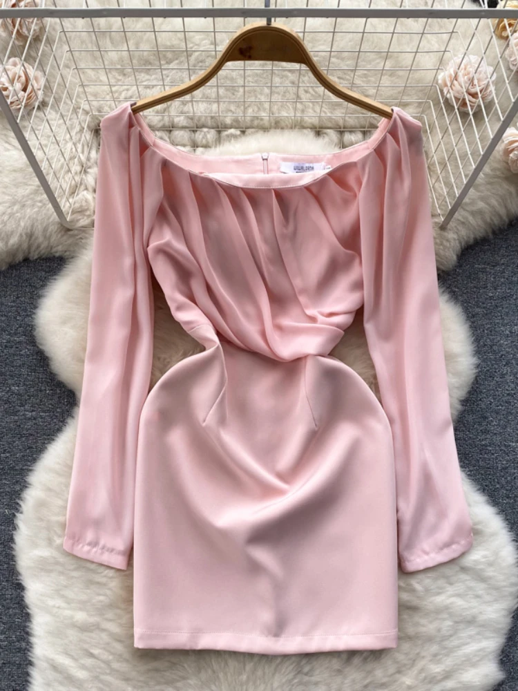 

Женское шифоновое платье-пуловер Aibeautyer, повседневное однотонное облегающее платье-трапеция до середины икры с вырезом лодочкой, весна-осень