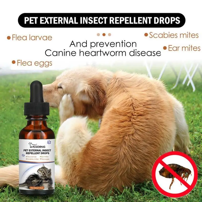 

Insecticide Pets Dog Cat Anti-Flea Drops Flea Lice Insect Remover Spray Flea and Tick Concentrate Formula Pet Flea Remover 30ml