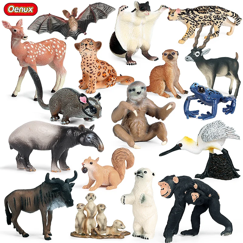 Oenux foresta animali selvatici Orangutan pavone Sika cervo serpente orso polare Action Figure modello figurine collezione giocattolo per bambini