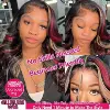 1B/99J/27 Omber black hair with red blonde Highlight 5x5 Hd Lace Closure Body Wave Wig Human Hair 99J Glueless Wig Ready To Wear 2