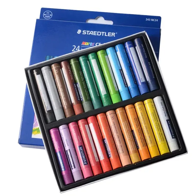 STAEDTLER 243 NC 오일 파스텔 - 어린이와 학생을 위한 24가지 생생한 색상, 안전하고 무독성, 뛰어난 혼합성과 질감 f