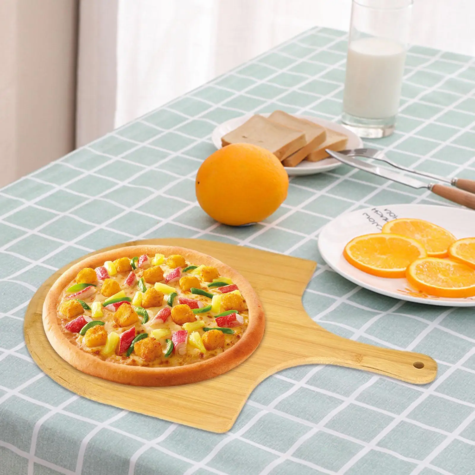 Bamboo Pizza Peel Wooden Pizza Cutting Board for Baking Vegetables Cutting