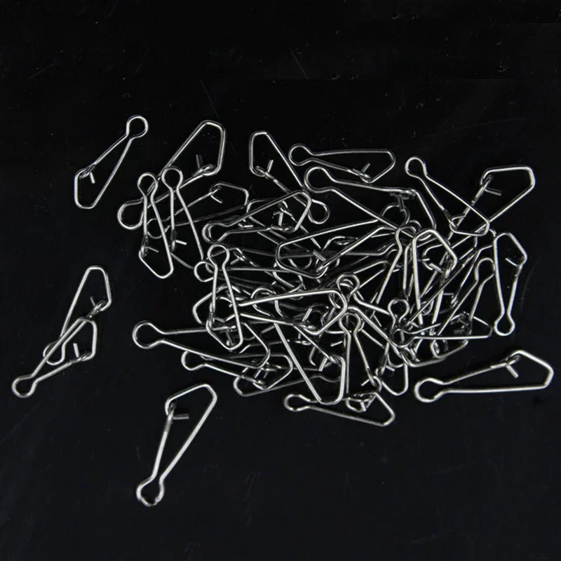 OUTKIT 50pcs/Lot QL Hooked Snap Swivel Stainless Steel Fishing Swivels Hook Lure Connector Fish Tackle