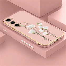 White Flower Design Silicone Soft Phone Case - A25 (Pink - 333W)