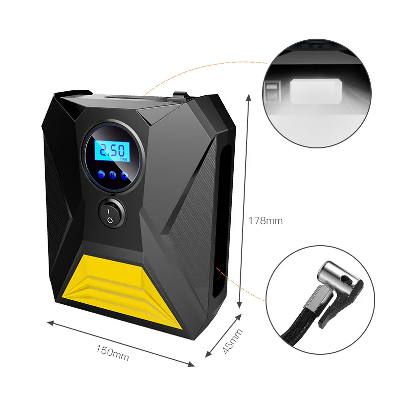 150PSI 12V Car Inflatable Pump Portable Electric Tire Inflator Digital/Pointer Air Compressor Pump for Automobiles Accessories