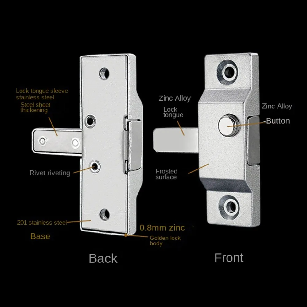 Description Picture 6 of itemNew Zinc Alloy Sliding Door Latch Anti-theft Hardware Spring Latch Durable Door Hasps Lock Cabinet