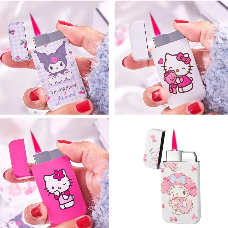 5 Sytle Kawaii Lighter Creative Kuromi Melody Kt Cat Pink Lighter