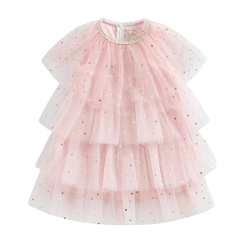 

Bmnmsl Little Girls Tulle Dress Shiny Sequins Ruffled Mesh Princess Dress Sleeveless Sundress for Beach Party Summer Clothes