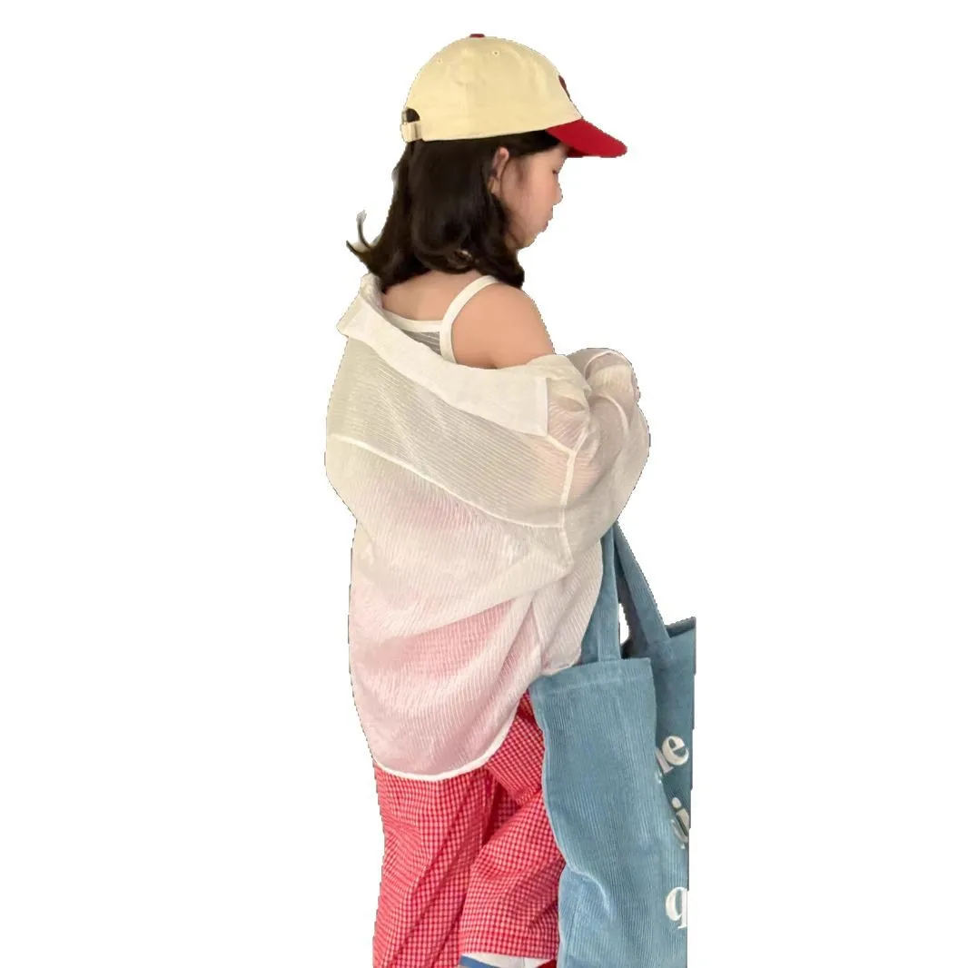 Thin Shirt 2025 Summer Fashion New Korean Casual Loose Simple All-match Solid Color Collar Shirt Kids Clothes 5
