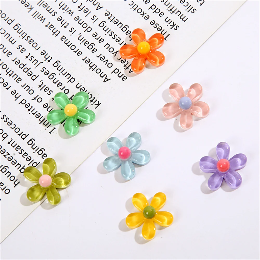 

30Pcs Transparent Crystal Flowers Resin Flatback Cabochon Phone Album Scrapbooks Decor Applique Hairpin DIY Handmade Accessories