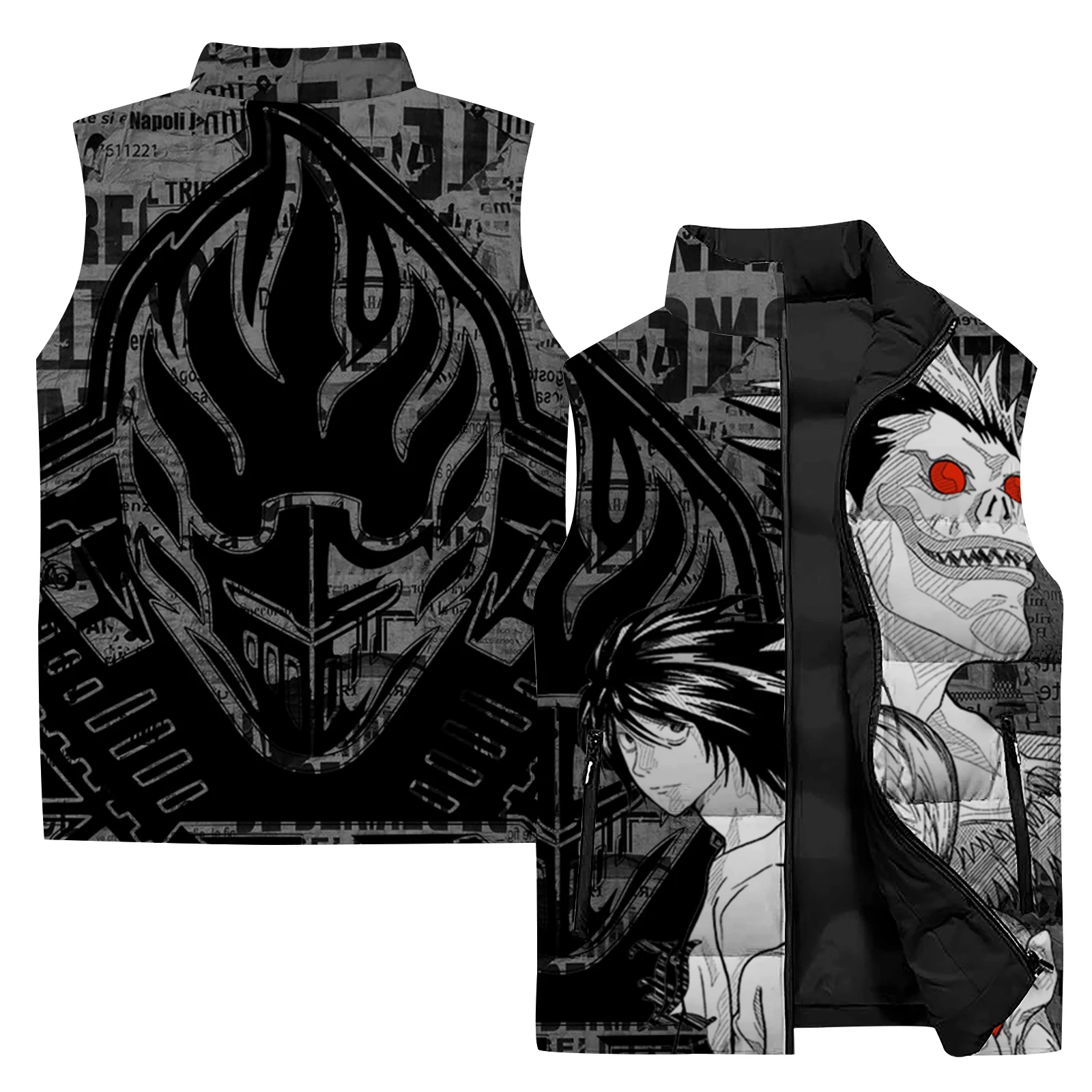 thumbnail image 2 of Chaqueta de plumas de caballero para hombre, chaqueta sin mangas con estampado de calavera 3D, chaqueta de invierno para hombre, chaqueta nueva de diseño moderno para hombre, abrigo de nieve, 2 of 5