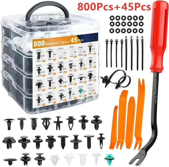 800pcs-45Pcs Fastener Clips, Fender Rivet Clips, Auto Body Push Rivet Clips 1
