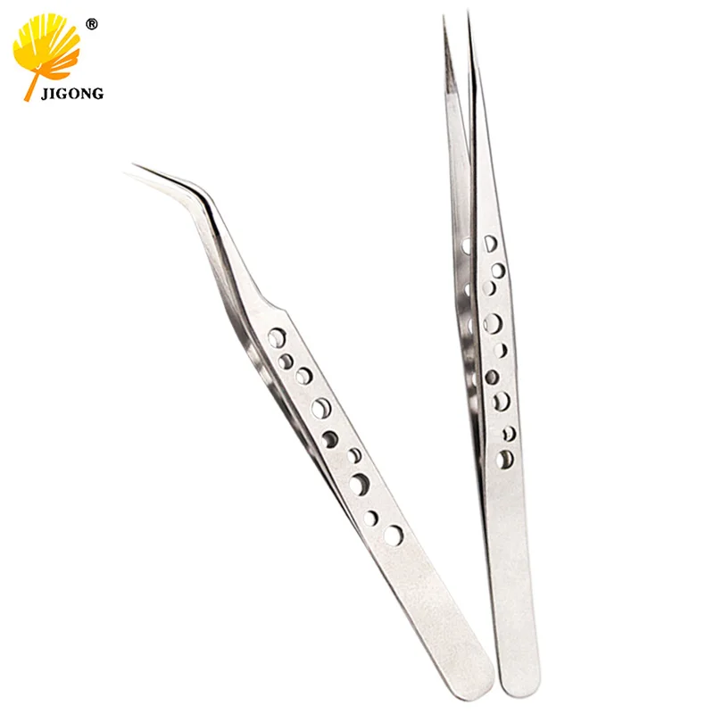 Electronics Industrial Tweezers Precision  Anti-static Curved Straight Tip Stainless Forceps Phone Repair Hand Tool