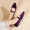 Women's Pointed Toe Flat Shoes With Velvet Matte Finish Single Shoes Women Comfort Loafers Shoes Leather Mary Jane Shoes 2