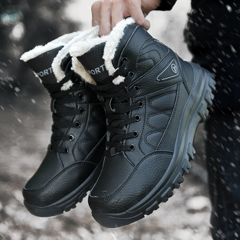 Winter Snow Boots Men Boots Men Snow Boots Waterproof Non-slip Sneakers Winter Warm Outdoor Ankle Rubber Wear-resistant Hiking