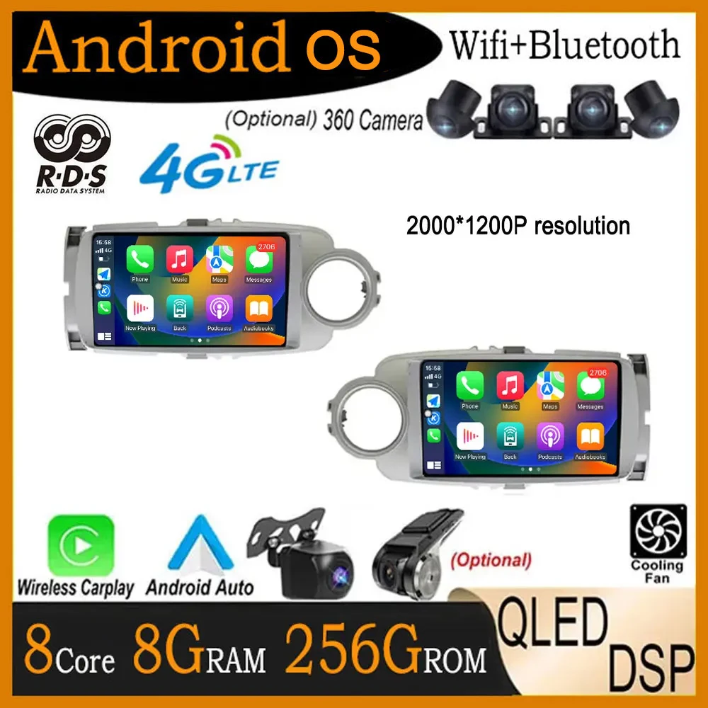 

10 lnch для Toyota Yaris 2012-2017 DSP Android 14 автомобильный радиоприемник видеоплеер Carplay 4G + wifi мультимедийный автомобильный GPS стерео экран