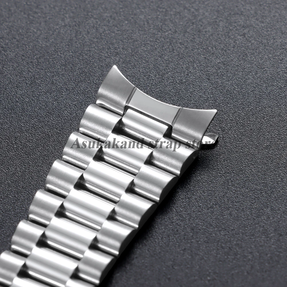 Enhanced Stainless Steel Watch Band Connector with Curved End Link - Multiple Sizes
