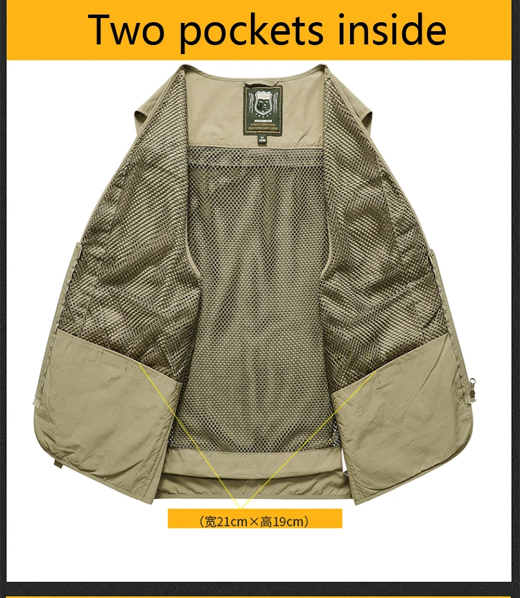 Männer Mesh Casual Angeln Arbeit Weste Jacken Sommer Mode Große Größe 5XL Männer Multi Taschen Weste Weste Ärmellose Mantel – Detail 3