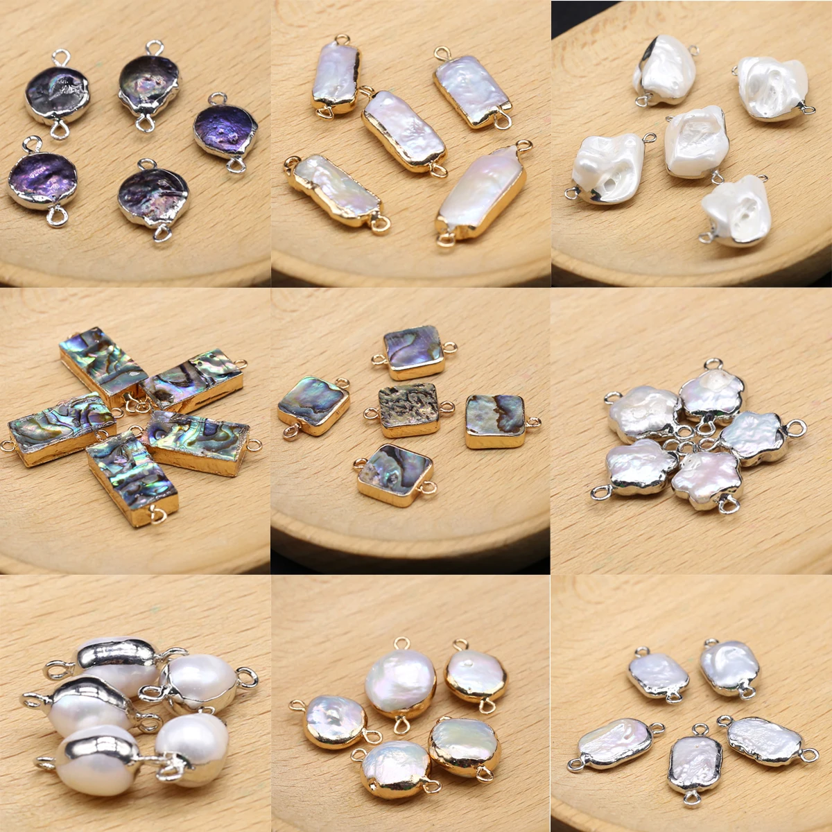 

2 PCS Natural Freshwater Baroque White Black Pearl Geometry Jewelry Connector Pendant Jewelry Making Necklace Earring Accessorie