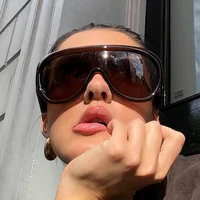 Lunettes de soleil rétro à grande monture pour femmes et hommes, couleur thé, carrées, pilote, UV400, Cool, une pièce 3