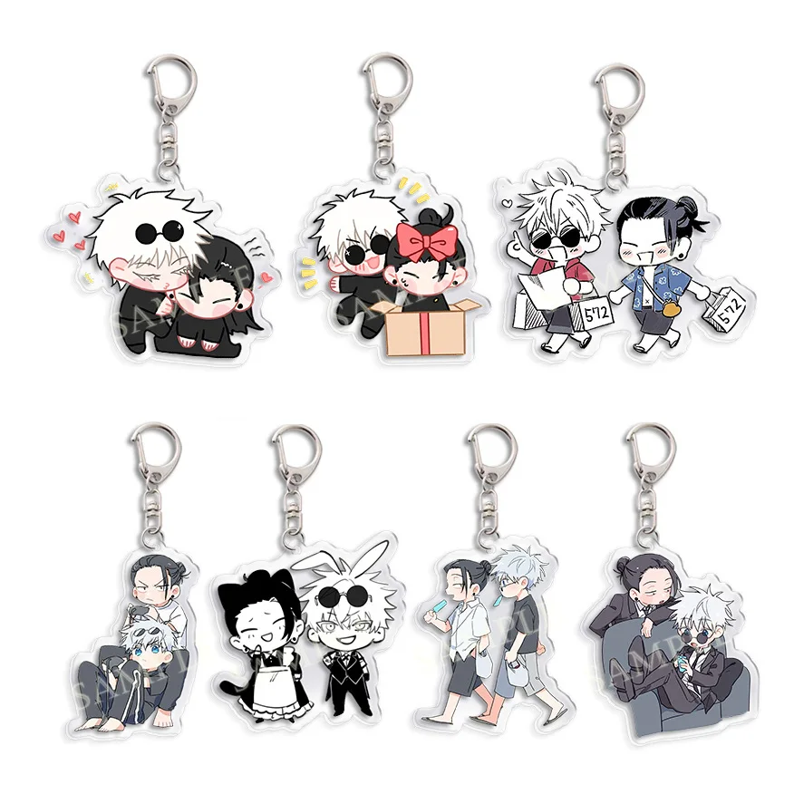 Anime JJK Cosplay Satoru Gojo Geto Suguru Acrylic Keychain Man Key Chain for Women Accessories Cute Bag Pendant Key Ring Anime Keychain