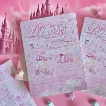 Libro di Adesivi Creativo da 24 Pagine Rosa, Adesivi per Diario Fai-da-Te in Stile Giapponese, Adesivi per Scrapbook Cartoon, Articoli di Cancelleria