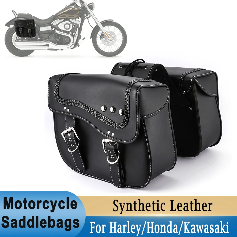 Borse Laterali Per Moto Borse Laterali Borsa Per Attrezzi Impermeabile In Pelle Sintetica Universale Per Sportster Softail Dyna V-Star Shadow