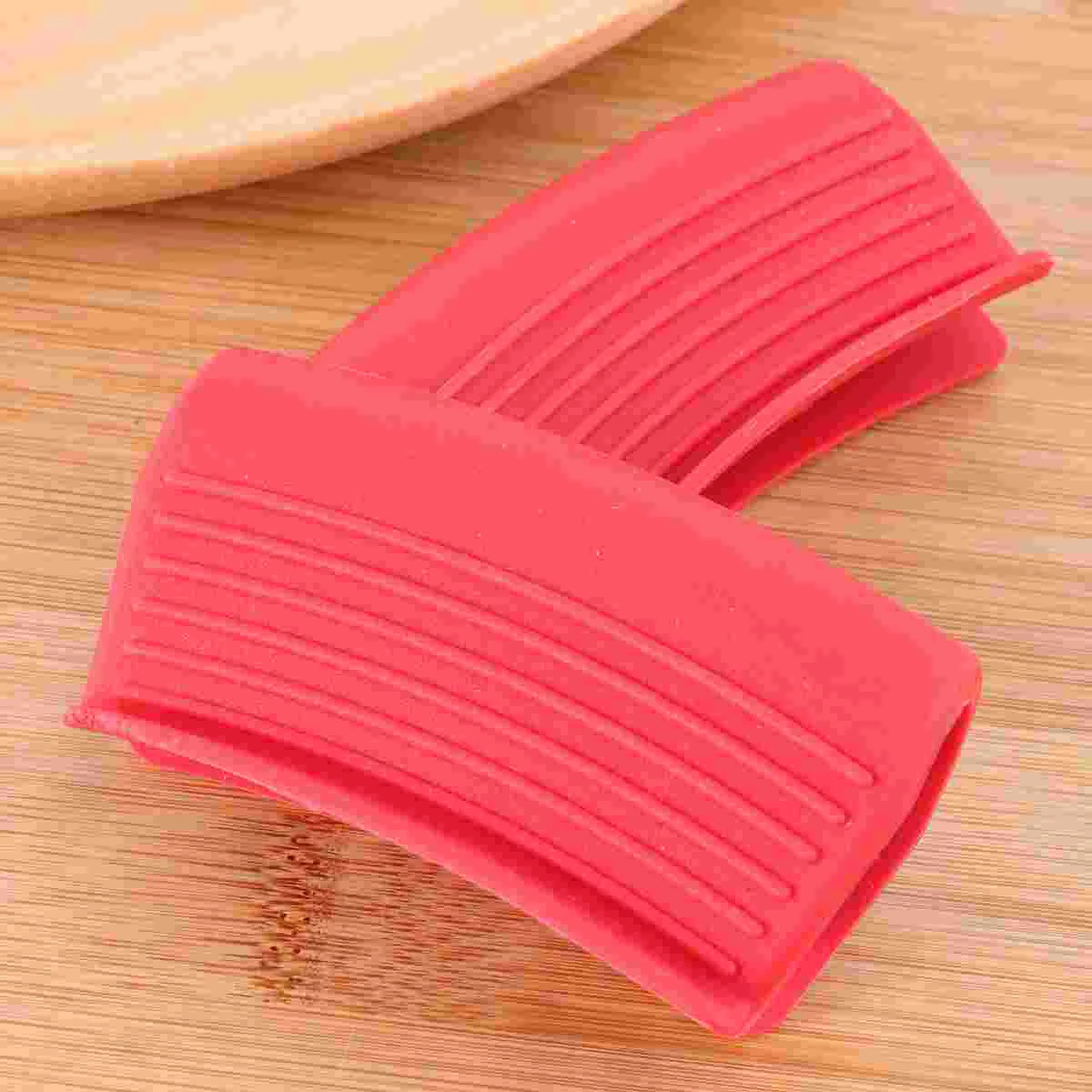 

2 Pcs Pot Handle Covers Kitchen Mitts Sleeve Cooking Pinch Silicone Grips Heat Resistant