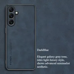 Luxury Sheepskin Leather Retro Back Cover Case - Galaxy A27 (Blue)