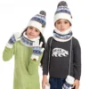 Kids Chrismtas Knit Hat Mitten and Scarf Set No Scratch Beanie Neck Gaiter for Toddler Boys Girls Xmas Accessories