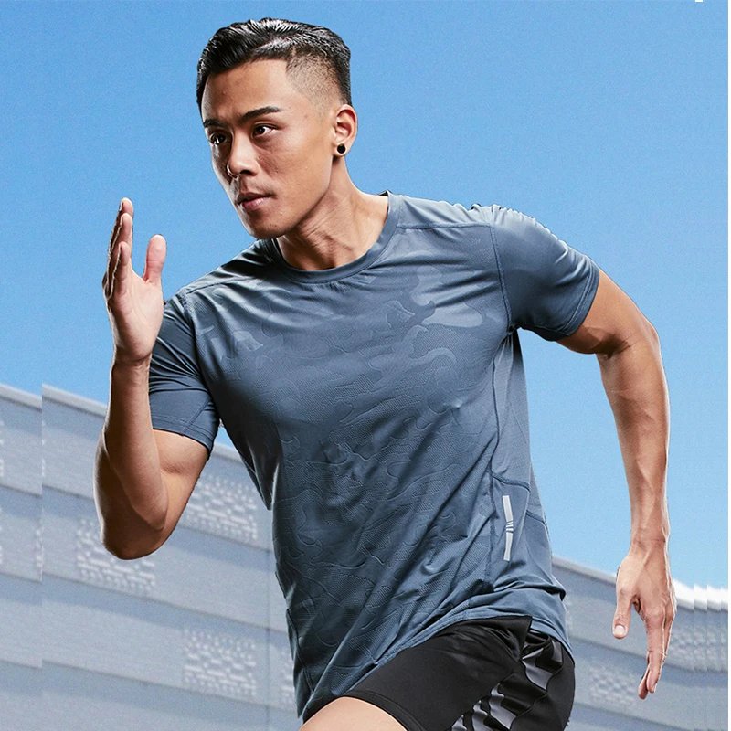 

Мужская спортивная футболка из полиэстера, быстросохнущая, дышащая, разноцветная