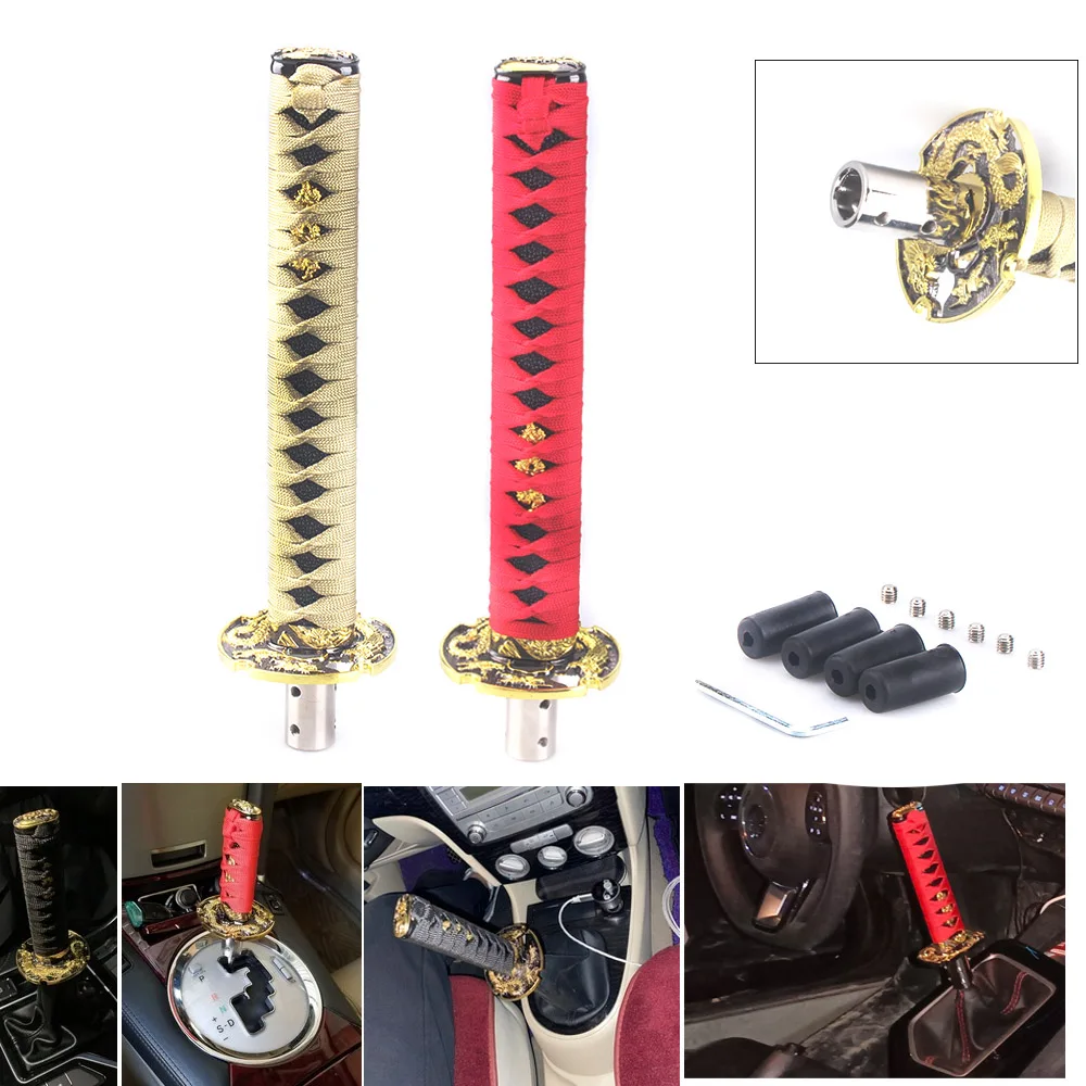 JDM Universal 260MM Katana Samurai Sword Shift Knob Shifter With Adapters Gear Shift knob ABS+Textile cloth