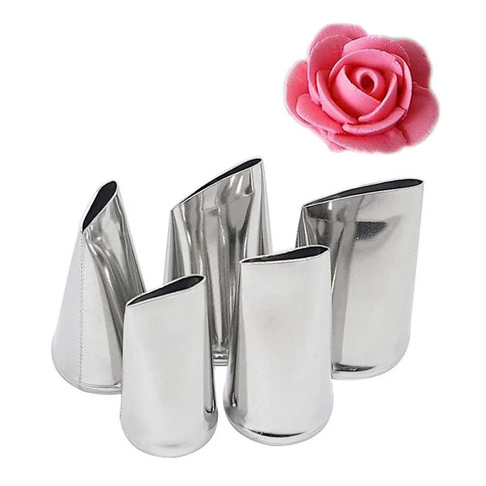 

5pcs/set Rose Cream Cake Decoration Nozzles Baking Tools Stainless Steel Pastry Nozzle Cake Decorating Tips Set Bakeware