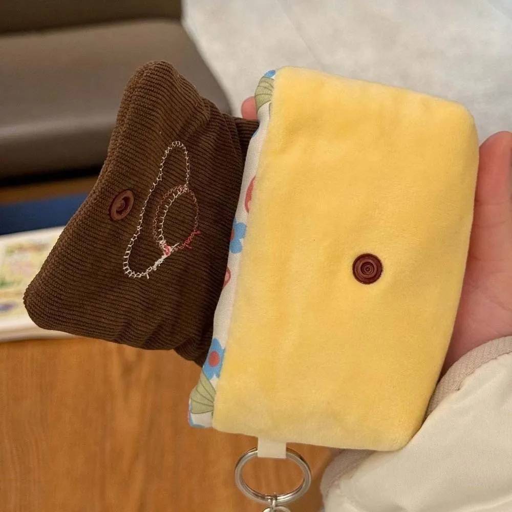 Portamonete Design Pudding di Ciliegie, Mini Pochette in Velluto Morbido con Texture Corduroy, Portafoglio Carino con Ricamo a Torta e Chiusura a Bottone a Pressione - immagine 4