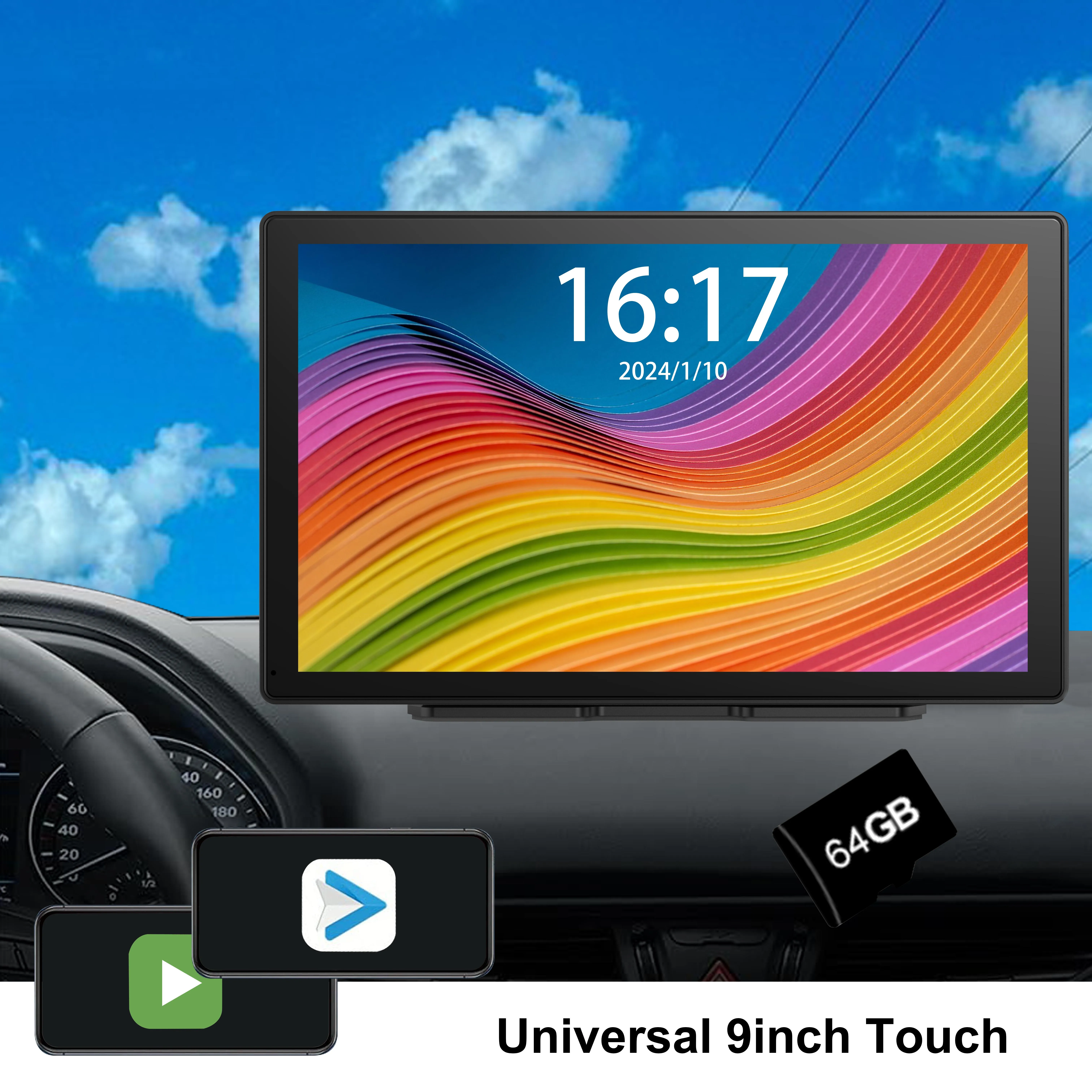 Car9Inch4kSmartScreenFrontAndRearDualRecording1080PWireless