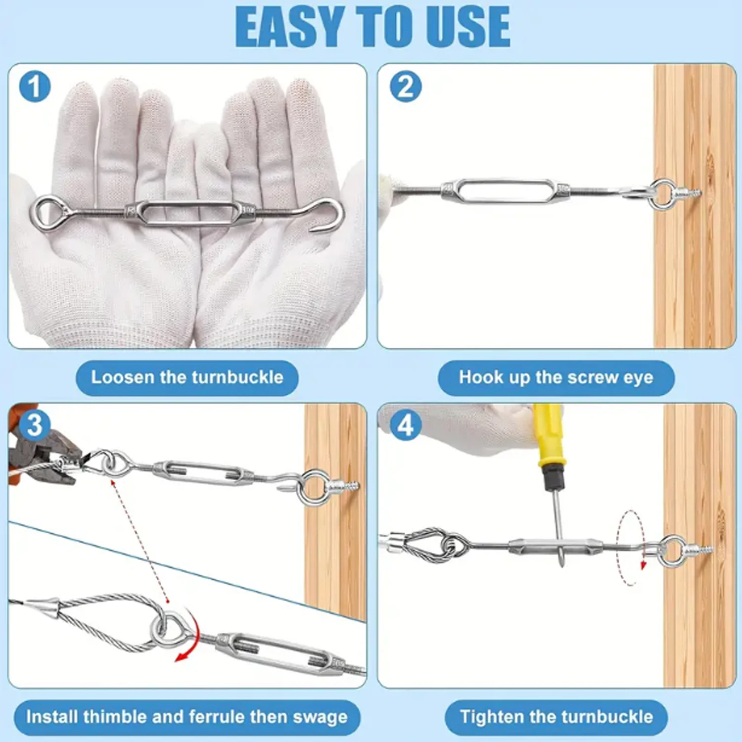 Stainless Steel Turnbuckle Hook And Eye Heavy Duty Tensioner - Hook And - View #11